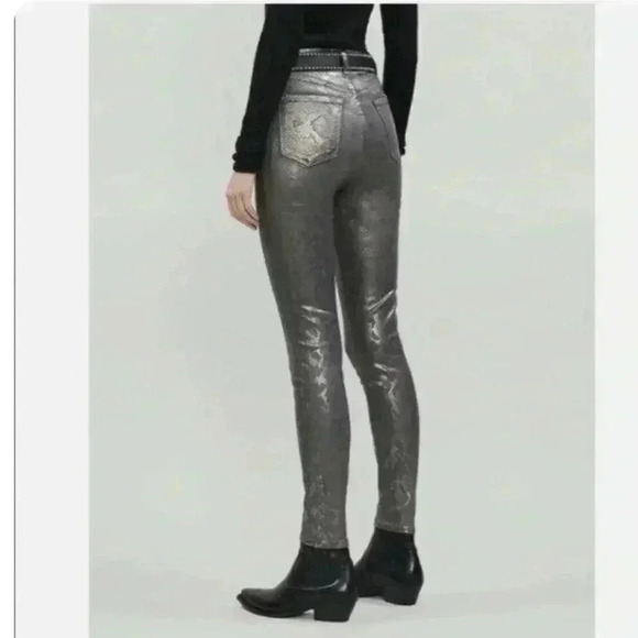 NWT J Brand Leenah metallic snakeskin python print high rise skinny jeans 25 - Picture 2 of 5